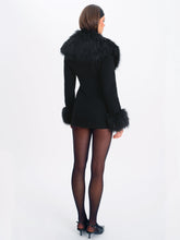 Load image into Gallery viewer, Hailee Black Single Breasted Wool Blend Mini Coat with Removable Fur Lapel
