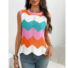 Load image into Gallery viewer, Women’s Rainbow-Striped Cropped Sweater Vest
