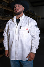 Load image into Gallery viewer, FR Pearl Snap Work Shirt - Phantom White - With U.S Flag
