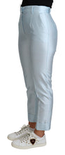 Load image into Gallery viewer, Dolce &amp; Gabbana Light Blue Silk Cropped Tapered Trouser Pants
