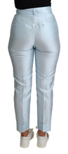 Load image into Gallery viewer, Dolce &amp; Gabbana Light Blue Silk Cropped Tapered Trouser Pants
