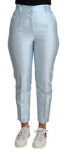 Load image into Gallery viewer, Dolce &amp; Gabbana Light Blue Silk Cropped Tapered Trouser Pants
