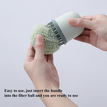Load image into Gallery viewer, No-Scratch Kitchen Scrub Brush with Replaceable Fiber Scouring Balls – Anti-Scratch, Durable Handle for Non-Stick, Stainless Steel &amp; Ceramic Cookware
