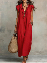 Load image into Gallery viewer, Women's Sleeveless Ruffle Pocket Maxi Dress
