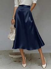 Load image into Gallery viewer, Women's Satin Solid Color Mid-Length Skirt – Slight Stretch
