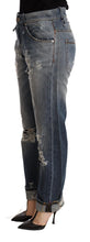 Load image into Gallery viewer, Acht Blue Tattered Mid Waist Straight Denim Trouser
