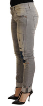Load image into Gallery viewer, Acht Gray Cotton Slim Fit Folded Hem Women Denim Pant
