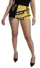 Load image into Gallery viewer, Dolce &amp; Gabbana Yellow Black Cotton Jewelled Hot Pants Shorts
