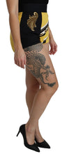 Load image into Gallery viewer, Dolce &amp; Gabbana Yellow Black Cotton Jewelled Hot Pants Shorts
