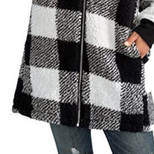 Load image into Gallery viewer, Plaid Hooded Zip-Up Oversized Jacket — Women’s Winter Commute Coat
