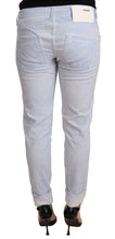 Load image into Gallery viewer, Acht Light Blue Cotton Folded Hem Denim Skinny Women Trouser Jeans
