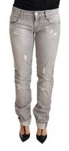 Load image into Gallery viewer, Acht Gray Tattered Cotton Slim Fit Folded Hem Women Denim Jeans
