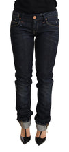 Load image into Gallery viewer, Acht Dark Blue Cotton Slim Fit Folded Hem Women Denim Trouser Jeans
