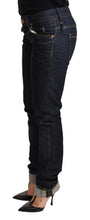 Load image into Gallery viewer, Acht Dark Blue Cotton Slim Fit Folded Hem Women Denim Trouser Jeans
