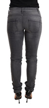 Load image into Gallery viewer, Acht Gray Washed Cotton Slim Fit Low Waist Women Denim Trouser Jeans
