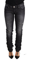 Load image into Gallery viewer, Acht Black Washed Cotton Low Waist Skinny Denim Trouser Jeans
