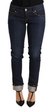 Load image into Gallery viewer, Acht Blue Washed Cotton Low Waist Skinny Denim Women Trouser Jeans
