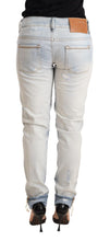 Load image into Gallery viewer, Acht Light Blue Distressed Cotton Folded Hem Denim Trouser Jeans
