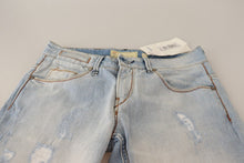 Load image into Gallery viewer, Acht Light Blue Distressed Cotton Folded Hem Denim Trouser Jeans
