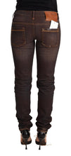 Load image into Gallery viewer, Acht Brown Washed Cotton Slim Fit Denim Low Waist Trouser Jeans
