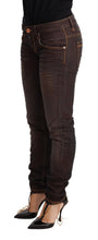 Load image into Gallery viewer, Acht Brown Washed Cotton Slim Fit Denim Low Waist Trouser Jeans
