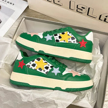 Load image into Gallery viewer, Contrast Star Round Toe Athletic Sneakers – Pastel Flat Shoes
