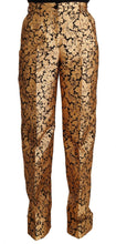 Load image into Gallery viewer, Dolce &amp; Gabbana Gold Floral Jacquard Straight Polyester Pants
