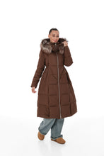 Load image into Gallery viewer, Genuine Silver Fox Fur Trim Down Coat
