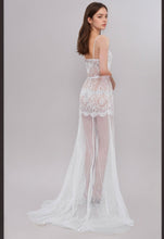 Load image into Gallery viewer, Ethereal Lace Sheer Long Robe with Flowing Train – Elegant Bridal Boudoir Gown
