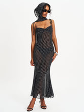 Load image into Gallery viewer, Yadira Black Base Polka Dot Chiffon Maxi Dress
