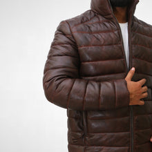 Load image into Gallery viewer, Men's Leather Puffer Down Jacket
