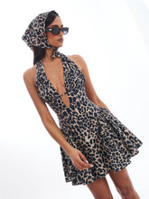Load image into Gallery viewer, Mackenzie Cheetah Print Halter Linen Mini Dress
