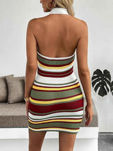 Load image into Gallery viewer, Multi-Color Striped Halter Neck : Knit Sweater Dress
