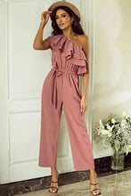 Load image into Gallery viewer, Ruffled Tied : One-Shoulder Jumpsuit
