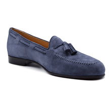 Load image into Gallery viewer, 16-580-BLU NAPLES Italian Kid Suede Tassel Loafer, Blue Water
