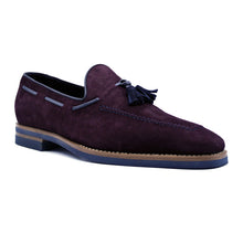 Load image into Gallery viewer, 16-625-BDX CRAWFORD Sueded Goatskin &amp; Crocodile Tassel Loafer, Bordeaux
