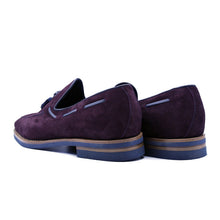 Load image into Gallery viewer, 16-625-BDX CRAWFORD Sueded Goatskin &amp; Crocodile Tassel Loafer, Bordeaux
