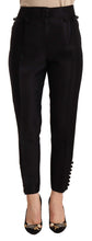 Load image into Gallery viewer, Dsquared² Black Button Embellished Cropped High Waist Pants
