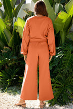 Load image into Gallery viewer, Solid Puff Sleeve Top and Drawstring Pants Set
