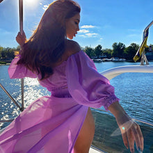 Load image into Gallery viewer, Long Sleeve Beach Dress Two-Piece Solid Color
