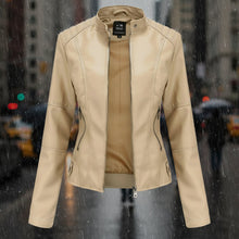 Load image into Gallery viewer, Women’s Classic Leather Jacket – Chic Streetwear Outerwear
