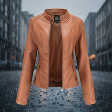 Load image into Gallery viewer, Women’s Classic Leather Jacket – Chic Streetwear Outerwear
