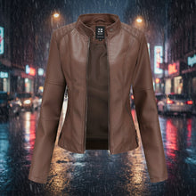 Load image into Gallery viewer, Women’s Classic Leather Jacket – Chic Streetwear Outerwear
