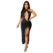 Load image into Gallery viewer, Sexy Slim Pleated High Slit Dress

