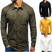 Load image into Gallery viewer, Men Autumn Winter Long Sleeve Blouse Man Cotton Shirt
