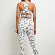 Load image into Gallery viewer, Cropped High-Waisted Leggings – Snake Print Workout Pants
