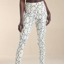 Load image into Gallery viewer, Cropped High-Waisted Leggings – Snake Print Workout Pants
