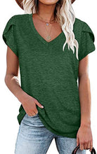 Load image into Gallery viewer, 🌸 Women's V-Neck Petal Sleeve Summer T-Shirt – Elegant &amp; Breezy
