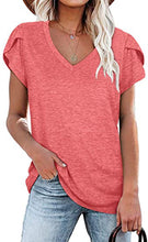 Load image into Gallery viewer, 🌸 Women's V-Neck Petal Sleeve Summer T-Shirt – Elegant &amp; Breezy
