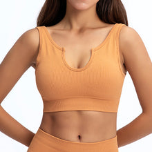 Load image into Gallery viewer, Seamless Ribbed Built Bra Tank Top – Women's Longline Workout Crop Top
